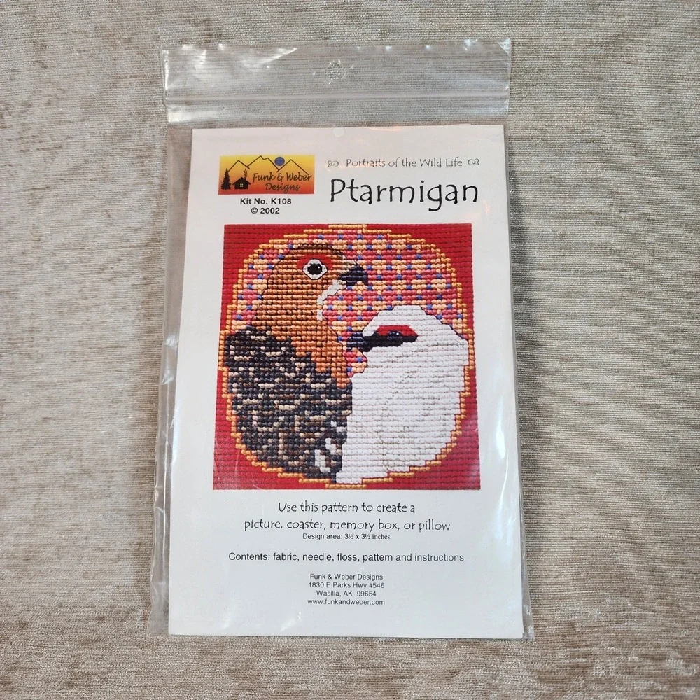 Funk & Weber Designs cross stitch kit Ptarmigan Alaskan Wild Animal New